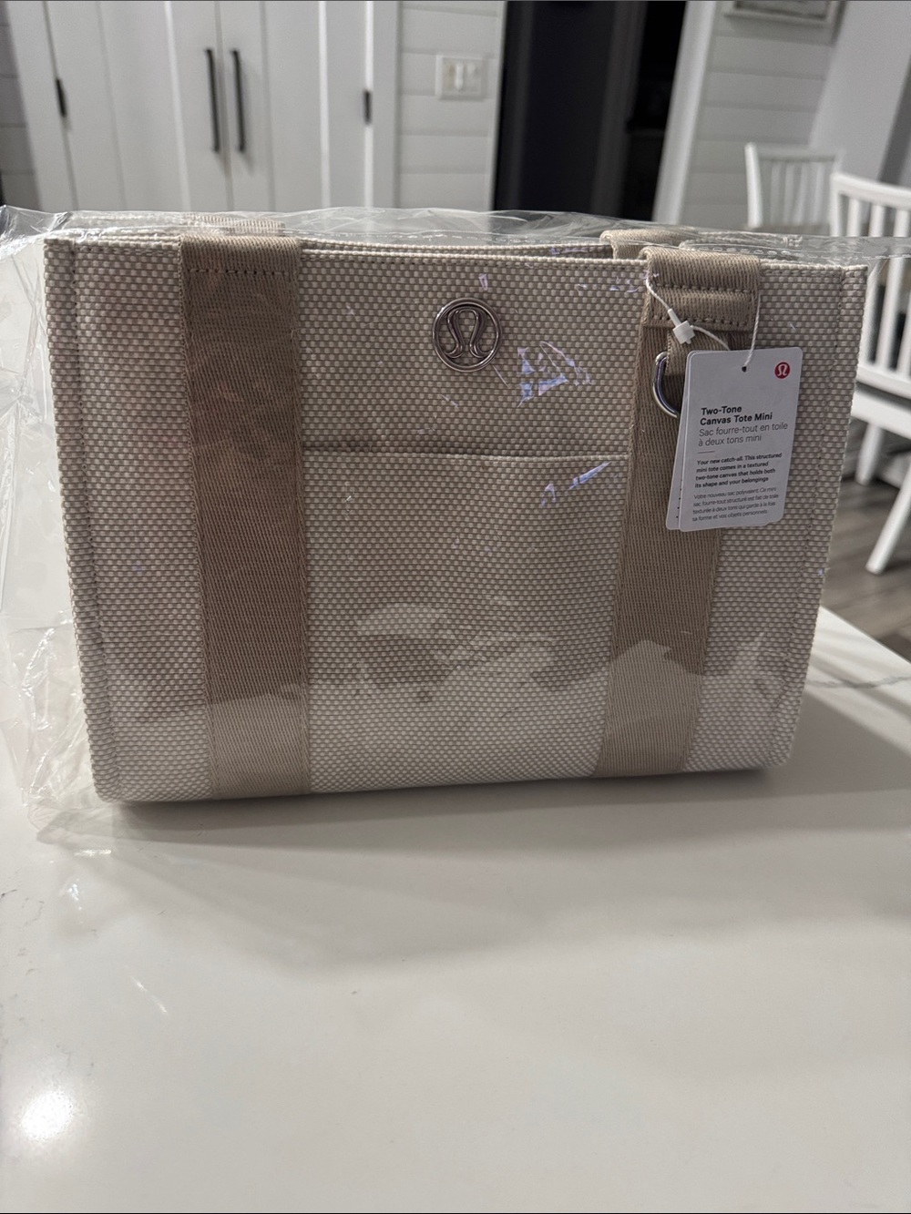 Brand New with tags Lululemon Two-Tone Canvas Tote Mini - Cream/Beige 4.5L